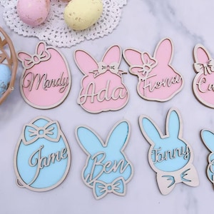 Ostern Namensschild Osterdeko Taschenanhänger Charme Kaninchen,KANINCHEN tags, Ostern Korbanhänger Kaninchen personalisierte Ostern Namensschilder Etiketten Geschenkanhänger