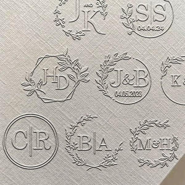 Personalized Wedding Embosser,Wedding embosser with initial and date, valentines day gift,Wedding Gift embosser set,hand held embosser