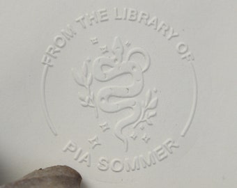 Snake Library Embosse Stamp,From the Library Of Stamp,Library Stamp, Ex Libris Book Embosser,custom book lover gift