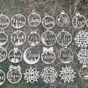 Adornos navideños con nombre personalizado, adornos de madera para Navidad, decoración colgante para árbol con tu nombre, adornos personalizados