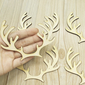 Forma corna di cervo in legno, forme vuote, decorazioni murali, abbellimenti in legno, legno incompiuto per progetti fai-da-te