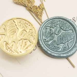 Sello de cera del océano de la playa de conchas marinas, sello de cera/sello de cera del logotipo/sello de cera de boda personalizado/sello de cera de sellado de invitación