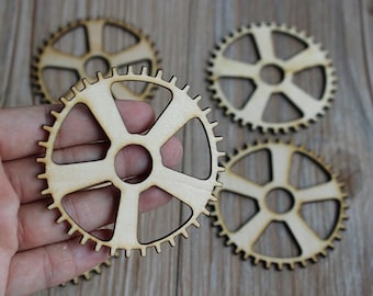 Houten Steampunk versnellingen vormen, wand decor, houten versieringen, onafgewerkte hout voor DIY project