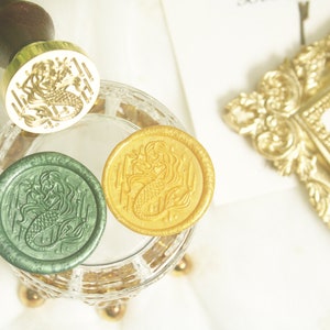 Mermaid pattern Wax seal stamp kit wedding custom, wedding wax stamp seal ,seal stamp ， Invitation Handcraft Craft Pattern Gift