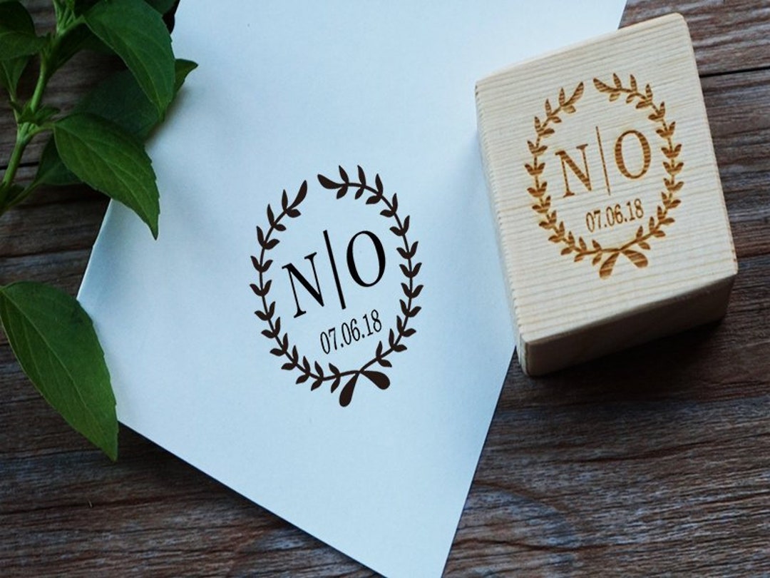 Personalized Wedding Rubber Stamp Monogram With Date custom Etsy
