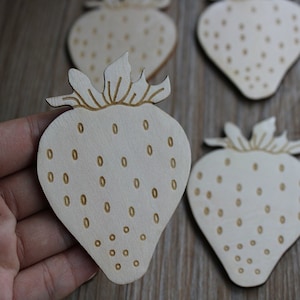Forma di fragola in legno, forme vuote, decorazione della parete, abbellimenti in legno, legno grezzo per progetti fai da te, decorazione del bambino
