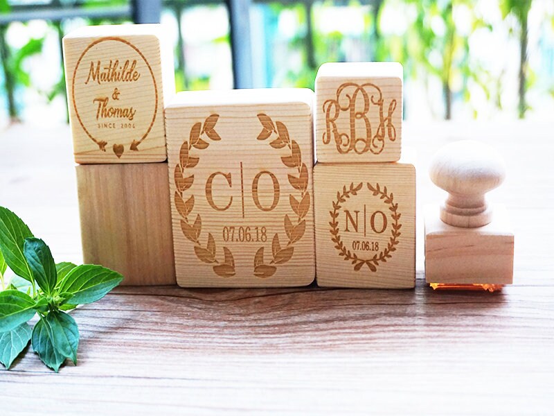 Personalized Wedding Rubber Stamp Monogram With Date custom Etsy