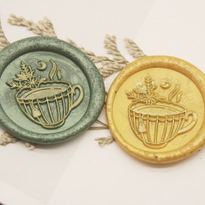 coffee cup wax Seal Stamp-envelop wax seal Stamp-Custom Sealing Wax Stamp-wedding wax seal stamp