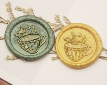 coffee cup wax Seal Stamp-envelop wax seal Stamp-Custom Sealing Wax Stamp-wedding wax seal stamp