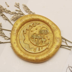 Mystical moon with mushroom Wax  Seal Stamp  - Wedding Wax Seal Stamp - Sealing Wax Stamp-Crystal with Mushroom Sealing Stamp