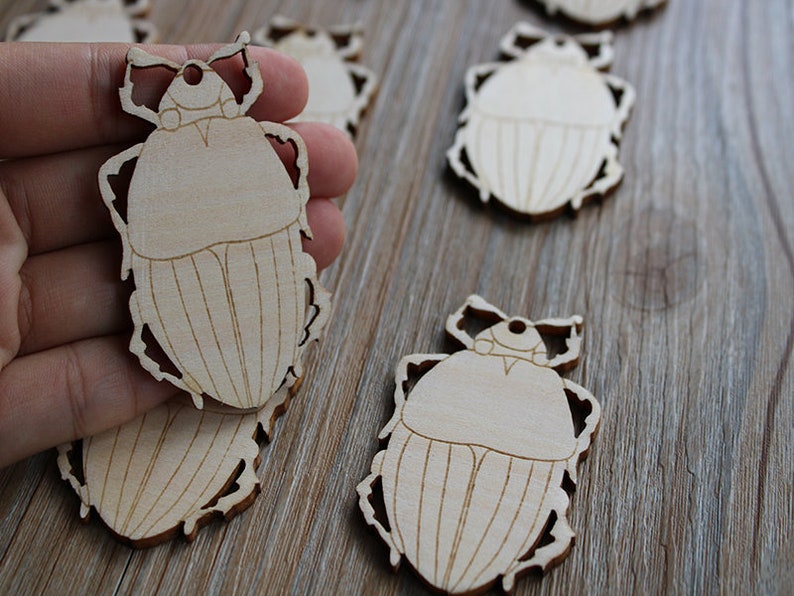 Wall decor,Wooden embellishments Wooden Beetles Shape Blank Shapes Unfinished Wood For DIY Projects