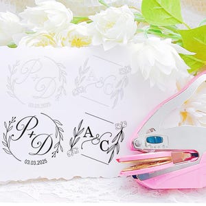 Personalized Wedding Embosser,Wedding embosser with initial and date, valentines day gift,Wedding Gift embosser set,hand held embosser
