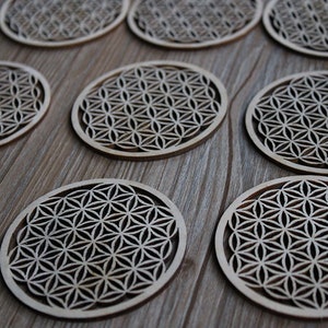 Hölzerne Blume des Lebens Form, geometrische Untersetzer, Wand-Dekor, Holz Verzierungen, unvollendete Holz für DIY-Projekte
