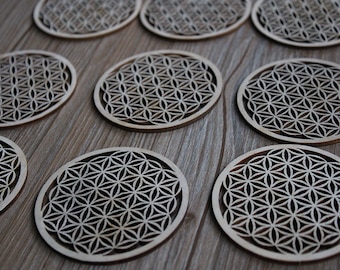 Houten bloem van het leven Vorm, Geometrische achtbanen, Muur decor, Houten versieringen, Onvoltooid hout voor diy projecten