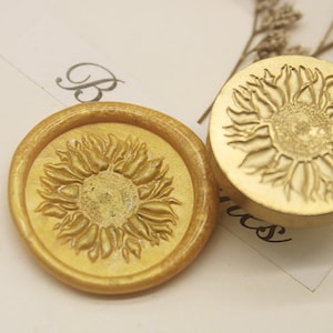 Kit de sello de cera de girasol 3 D, personalizado para boda, sello de cera para boda, sello de cera de sellado, sello de boda, sello de boda