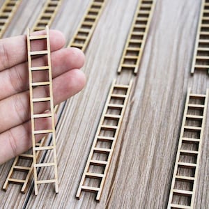 Wooden Ladder Doll House Craft  , Blank Shapes, Wall decor,Wooden embellishments ,Unfinished Wood For DIY Projects