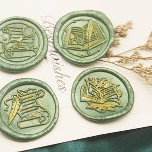 Juego de sellos de cera para libros florales, personalizado para bodas, sello de cera para bodas, sello de cera para sellar, sello para bodas, sello para bodas