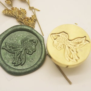 Sello de cera de pez dorado/sello de cera de logotipo/sello de cera de boda personalizado/sello de cera de sellado de invitación/Kit de sello de cera/