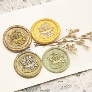 Juego de sellos de cera para fiesta de té de flores, personalizado para boda, sello de cera para boda, sello de cera de sellado, sello de boda, sello de boda
