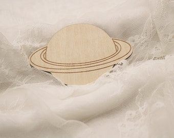 Wooden Planet Shape For Crafts And Decoration - Laser Cut - Saturn Cut Out. Solar System - Planet Necklace