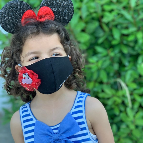 coffret Minnie Mouse pour enfant ( 3 à 9 ans ) serre tete et masque en tissu