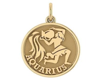 14K Aquarius Disc Pendant