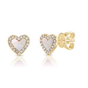 14K Gold & Diamond Heart Earrings