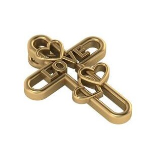 14K Gold Love Cross Charm