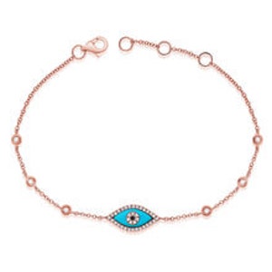 14K Gold & Diamond Evil Eye Bracelet