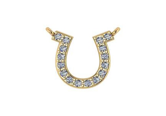14K Small Diamond Horseshoe Charm - Etsy