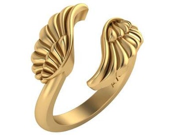 14K Open Angel Wings Ladies Ring