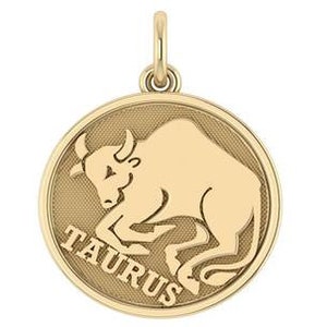 14K Taurus Disc Pendant