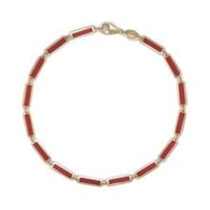 14K Goud & Koraal Bar Armband