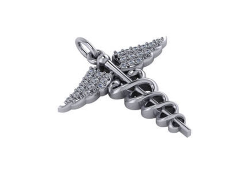 14K Caduceus Medical Symbol Charm image 3