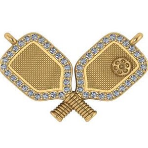 14K Diamond Pickleball Paddles Charm