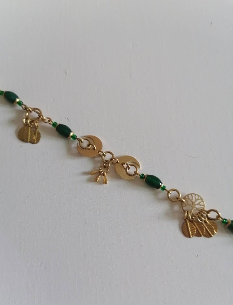 Moon phases bracelet Green crystal bracelet gift for her explore now