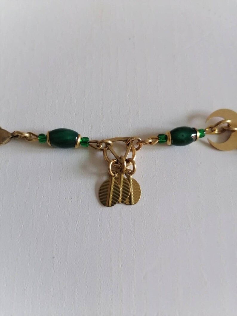 Moon phases bracelet Green crystal bracelet gift for her explore now