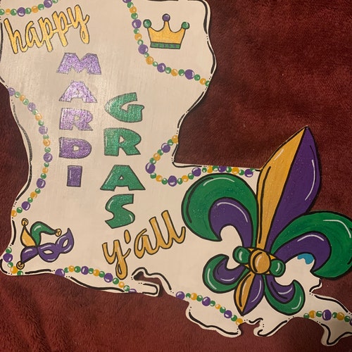 mardi gras burlap door hanger