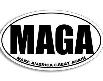 Make America Great Again Political Logo 3x5 inch Oval Simple Red MAGA Sticker