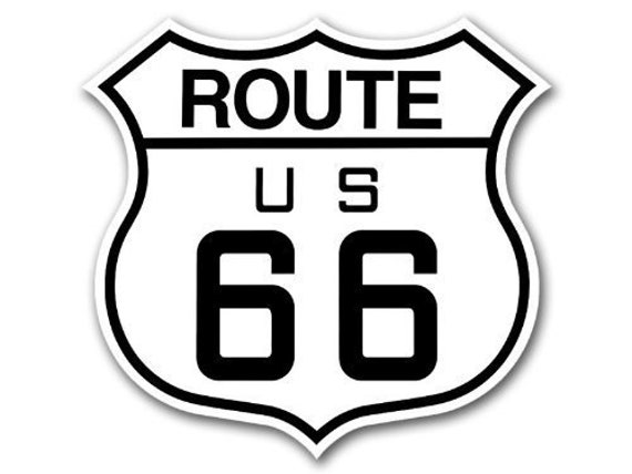 Black & White --- Postcard Road Sign Travel USA Route 66 America's Highway 