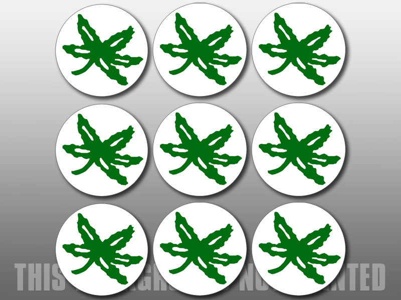Sheet of 9 1.25 inch Round Buckeye Helmet Stickers Ohio Leaf Etsy