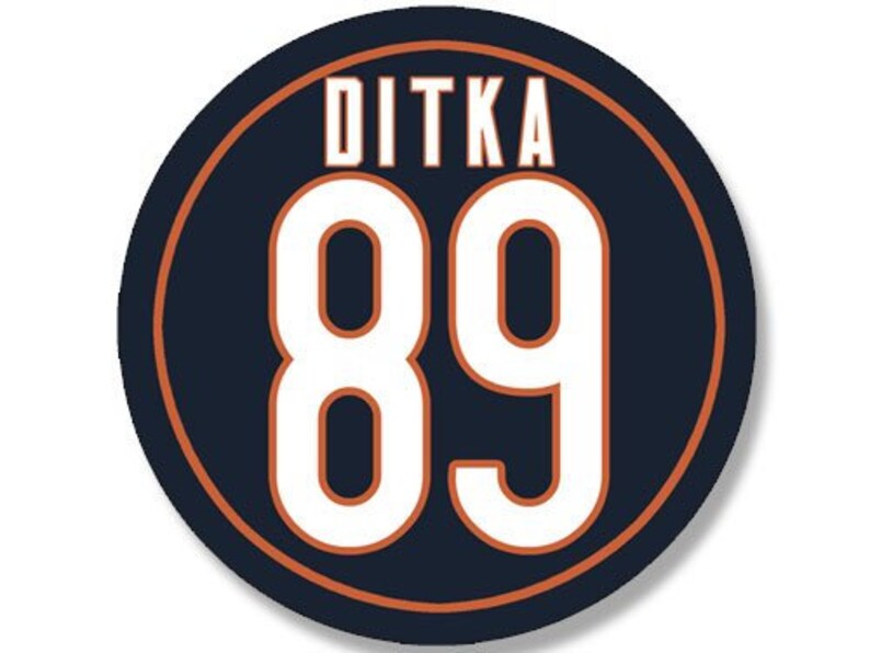 4x4 inch Round Bears Classic 89 MIKE DITKA Sticker number image 1