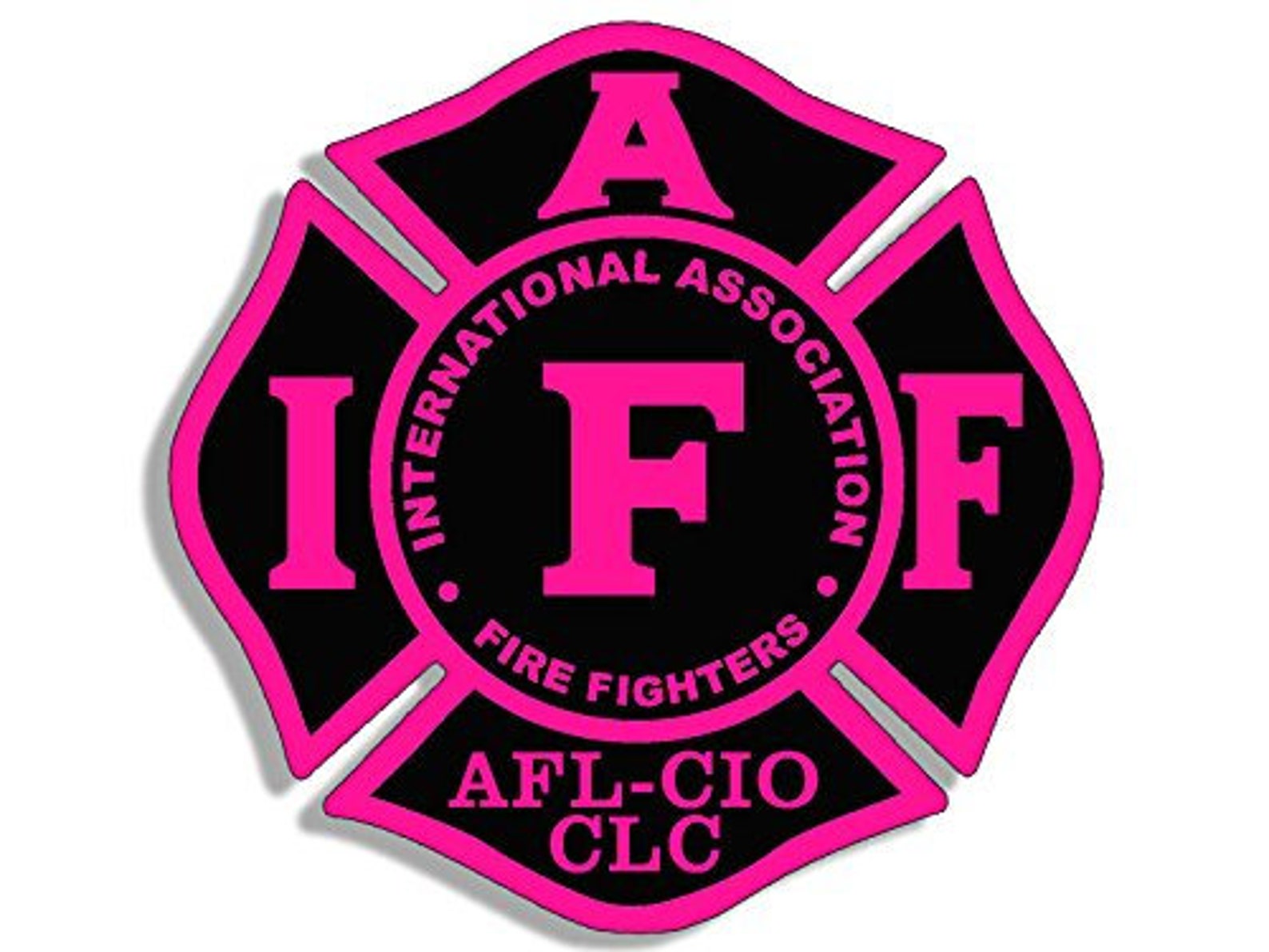 4x4 Inch Black & Pink Maltese Shaped IAFF AFL CIO Sticker | Etsy