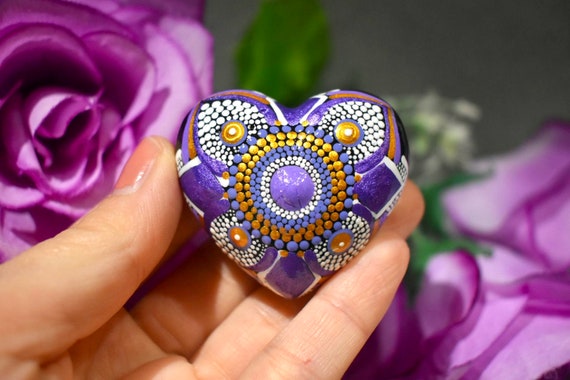 Patience - Heart Mandala, Rock Painting, Mandala Stone, Dot Mandala , Dot Painting, Painted Rock