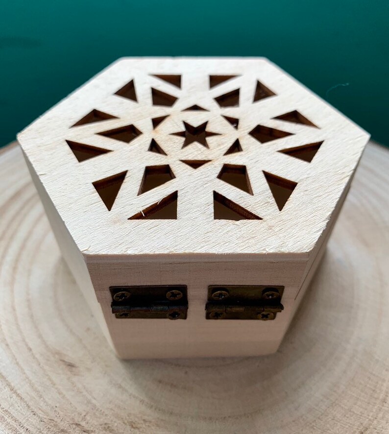 d\u00e9coupage scatola da decorare Dotting Art Hexagonal Wooden Box Jewel Case Dot Paint Decor Art Decoration Box for Jewelry