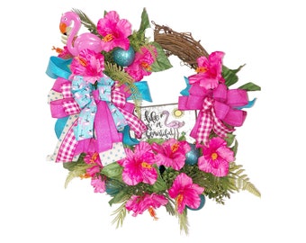 Flamingo wreath, pink flamingo wreath, flamingo grapevine wreath, flamingo twig wreath