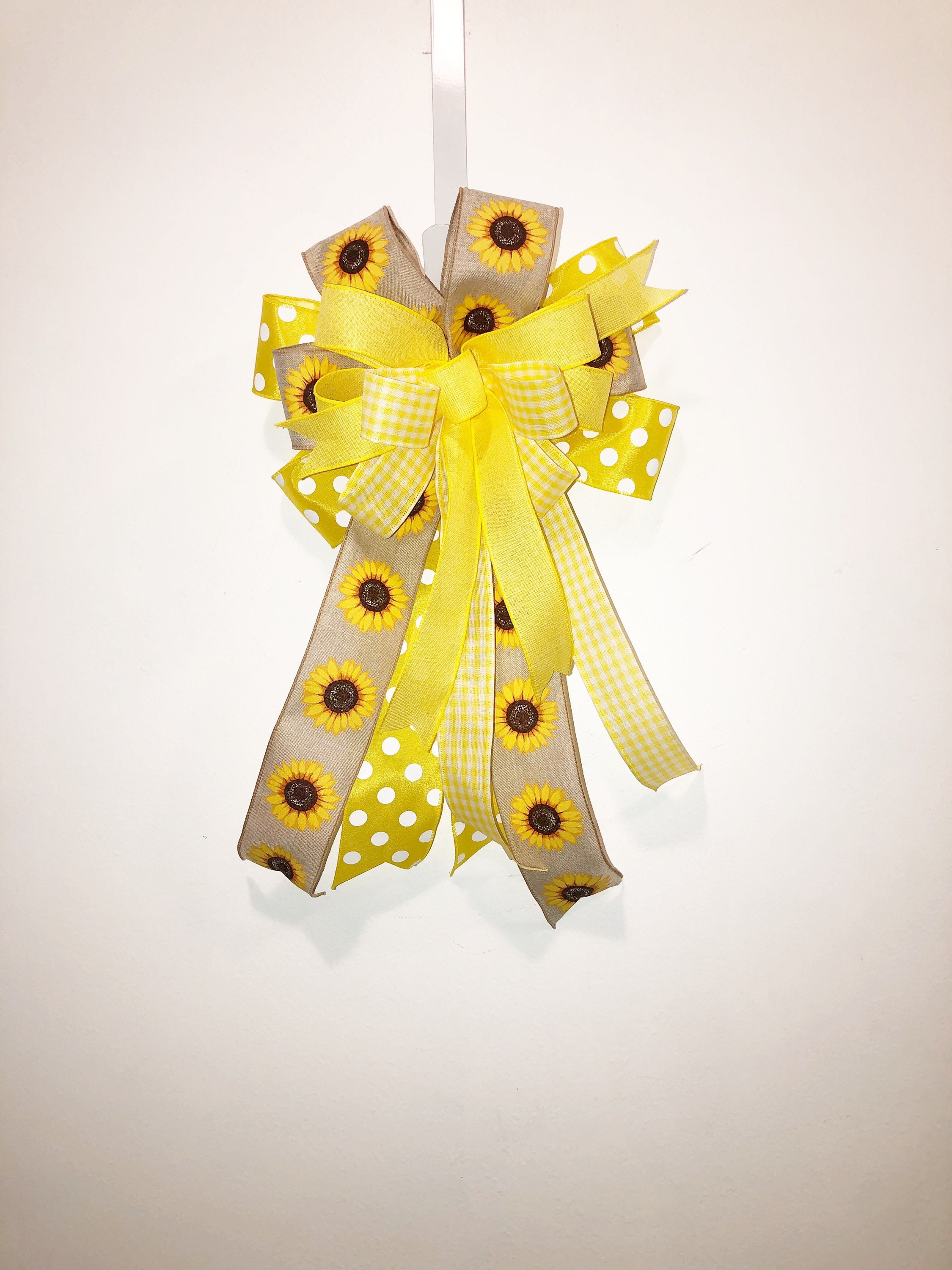 Sunflower bow outdoor bows for wreath Farmhouse bows for Etsy