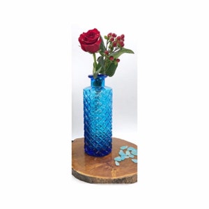 Vintage Italian Empoli Azure Diamond Cut Glass Rossini Decanter
