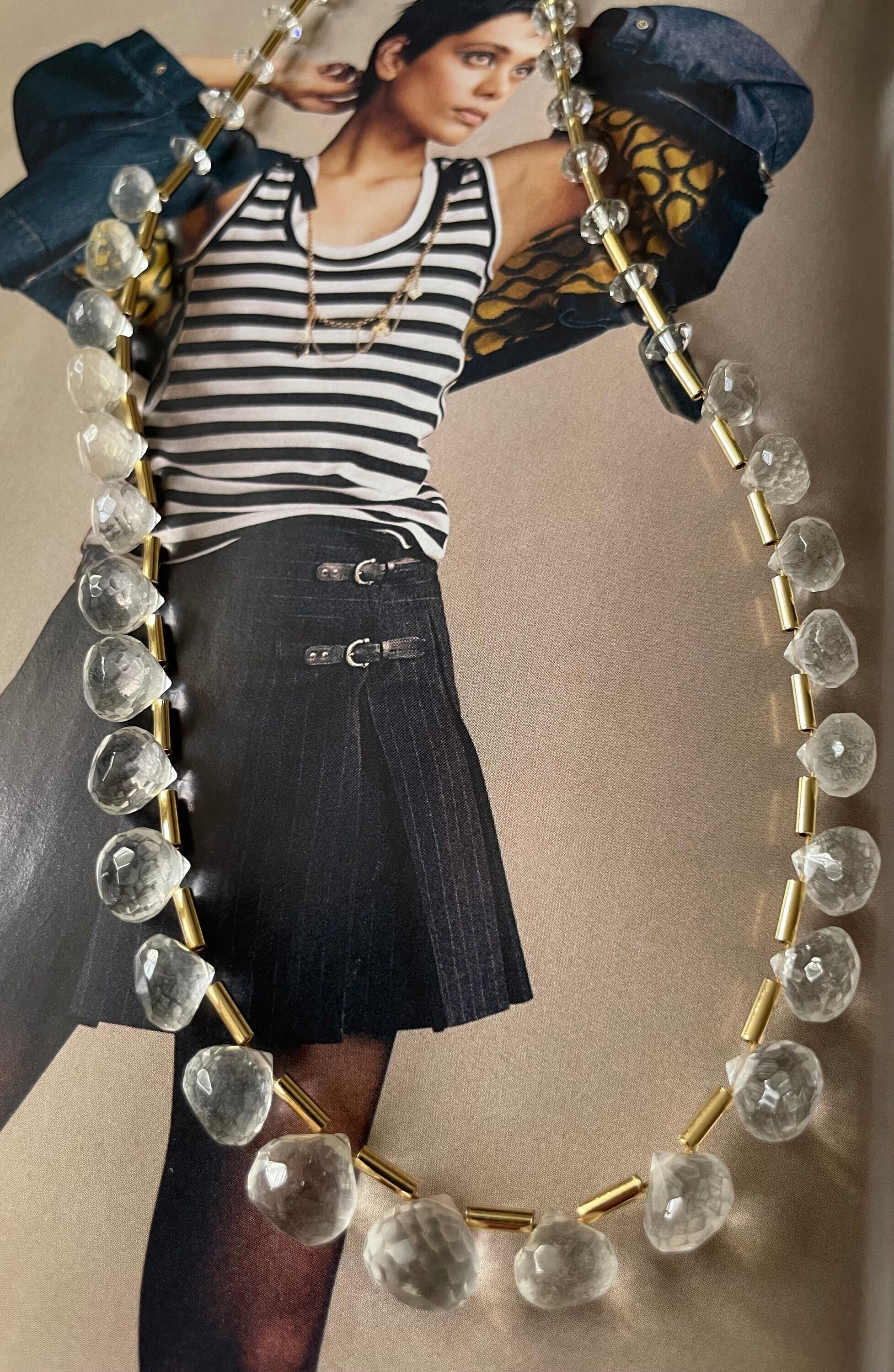 ネックレス・ペンダント Numbering Clear Quartz Bubble Necklace #7801 5BNY855 Clear Quartz Bubble Necklace on Gold Plate - Etsy