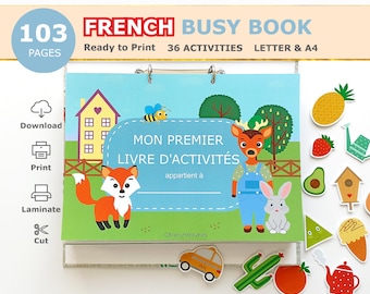 French Busy Book Printable, Kids Quiet Book Toddler, Learning Binder, Preschool Activities, Homeschool Resources PDF, livret activité enfant